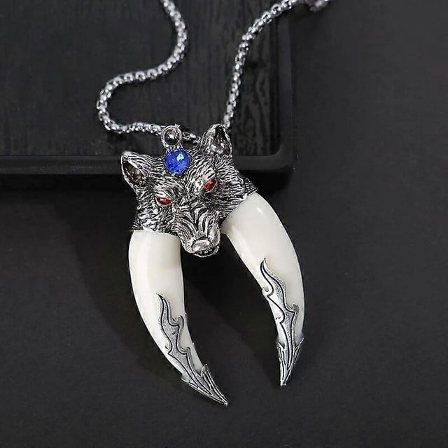 Retro Creative Design Domineering Imitation Wolf Tooth Pendant Necklace Suitable for Men s Punk Motorcycle Jewelry Gift