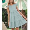 thumbnail image 6 of Summer Dresses for Women Ruffle Sleeve Mini Babydoll Dress Beach Casual Loose Flowy Dresses Sundress, 6 of 6