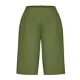 thumbnail image 3 of Patlollav Womens Shorts Casual Solid Color Waist Elastic Loose Straight Wide Leg Half Pants with Pocket, 3 of 6