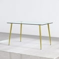 thumbnail image 5 of Tempered Glass Dining Table for 4, Sudica 51" Modern Rectangular Glass Kitchen Table with 4 Golden Plating Metal Legs, 5 of 9