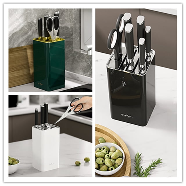 Cagogo under $5 2Pcs Knife Holder, Kitchen Knife Storage Holder, Household Knife Organizer with Scissors Slot, Space Saving Utensil Shelf, ABS Plastic Knife Block, Countertop Organizer