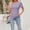 Purple, variant on Swuxness Women Short Sleeve Casual T Shirts, Spring and Summer Tops, Ladies Solid Color Crew Neck Comfy Fashion Loose Button Pleated Blouse Purple, M