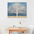 thumbnail image 2 of Orinice  Modern Tree Canvas Wall Art Teal Blue and White Pictures Large Abstract Decor Framed Landscape Oil Painting Artwork with 3D Texture and Gold Foil for Living Room Bedroom20x16in 20x16in, 2 of 3