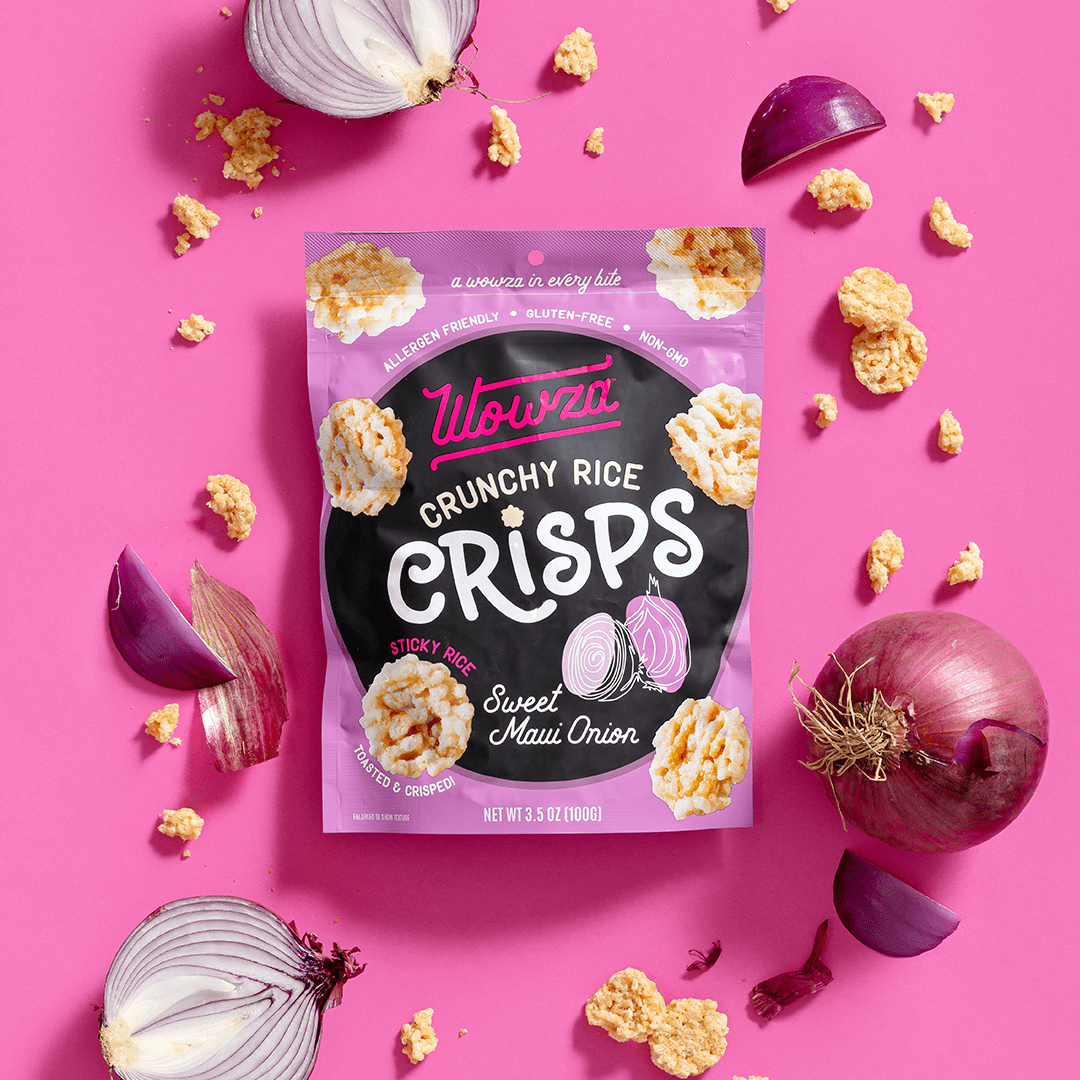 Wowza Sweet Maui Onion Crunchy Rice Crisps, Allergen Free, Gluten-Free, 8 Pack, 3.5 oz