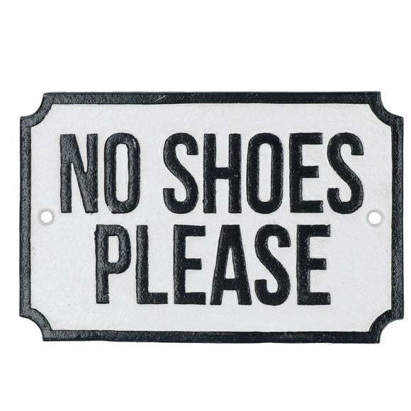 No Shoes Please Cast Iron Sign Plaque Door Wall House Work Shop Gate Garden