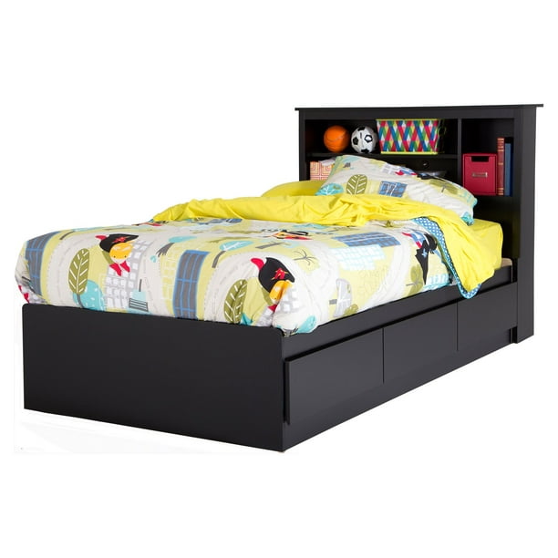 South S Vito Bookcase Storage Bed, Mainstays Mates Storage Bed With Bookcase Headboard Twin Cinnamon Cherry Mattress Is Not Included