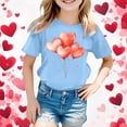 thumbnail image 2 of Girls Summer Short Sleeve T Shirt Cute Cartoon Heart Balloon Print Casual Top For Children Outfit Kids Summer Tops Crewneck Tees, 2 of 4