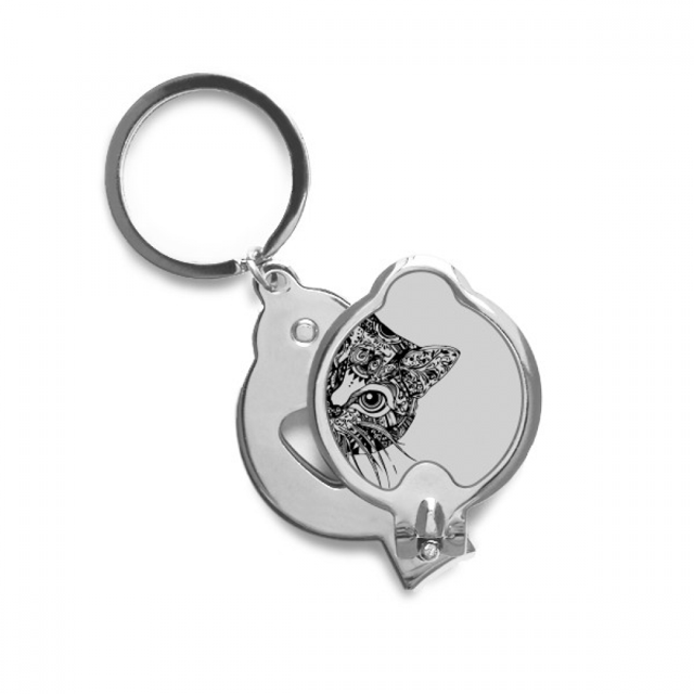 Line Drawing Black Cat Head Animal Finger Nail Clippers Scissor Stainless Steel Cutter