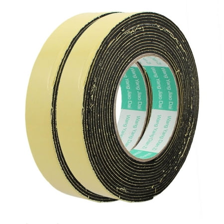 2pcs 5M 25mm x 2mm Single-side Adhesive Shockproof Sponge Foam Tape Yellow Black