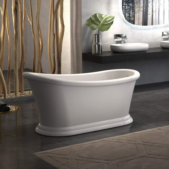 HEATGENE 67" Acrylic Freestanding Bathtub Contemporary Soaking Tub Easy to Install UPC Certified Drain & Overflow Assembly Included