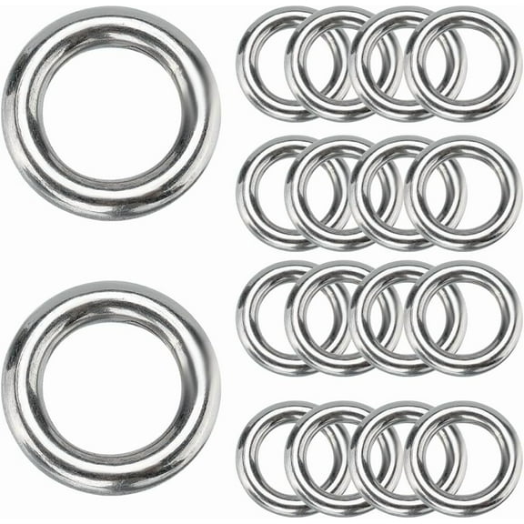 1 Box 20Pcs Small Metal O Rings Silver Closed Jump Rings 304 Stainless Steel 15.5mm Welded Round Circle Macrame Heavy Duty Link Ring