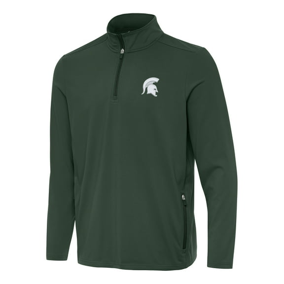 Men's Antigua  Hunter Green Michigan State Spartans Perilous Quarter-Zip Sweatshirt