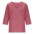 thumbnail image 4 of Women's Casual Three-Quarter Sleeve V-Neck Pullover Top - Relaxed Fit Blouse for Everyday Wear, 4 of 5