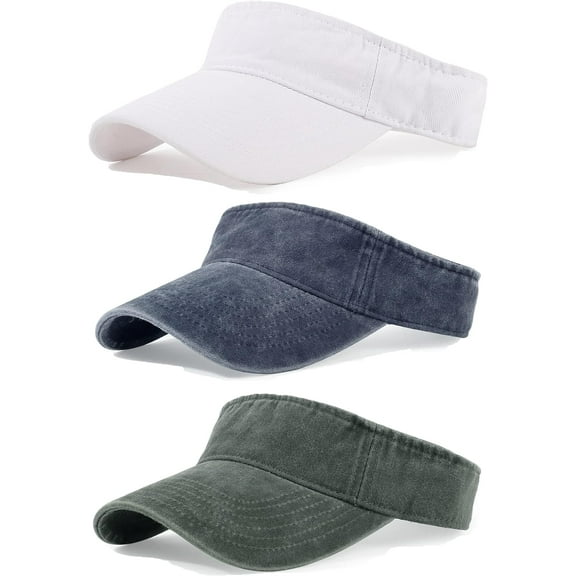 3 Pack Sun Visors for Women Men Cooling Lightweight Sports Sun Hats Adjustable Twill Cotton Run Visor