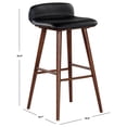 thumbnail image 2 of Safavieh Tazmyn Wood and Leather  Barstool in Black / Walnut, 2 of 12