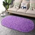 thumbnail image 4 of Junovo Oval Fluffy Area Rugs for Bedroom Plush Shaggy Carpet for Kids Room Bedside Nursery Mats, 2.6' x 5.3',Purple, 4 of 7