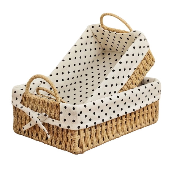 GYWHOOFT 2 Pack Wicker Baskets for Storage, Square Toilet Paper Basket with Handles - Storage Baskets for Toilet Shelf, Bathroom, Table, Picnic And Home Organizing