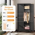 thumbnail image 4 of SOLAURA Metal Armoire Wardrobe Closet with Hanging Rod, 71" H Storage Cabinet with Adjustable Shelves, Freestanding Closet Cabinet for Garage, Home, Office (Black), 4 of 9
