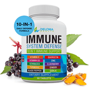 Immune System Support - Daily Formula with Vitamin C, D3, Zinc, Elderberry, Quercetin, Echinacea, Turmeric, Ginger, Garlic