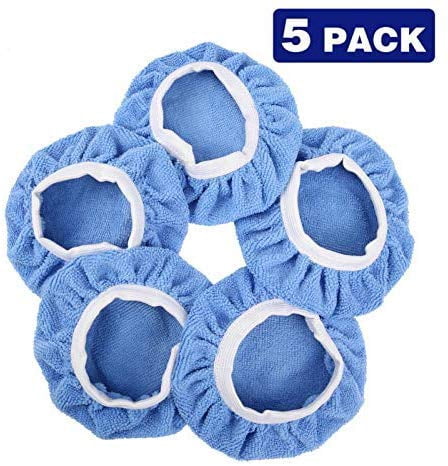5-piece car buffer cover, chamois cover pads blue 9-10 inch waxing cover set, suitable for buffer polisher polishing waxing coverage
