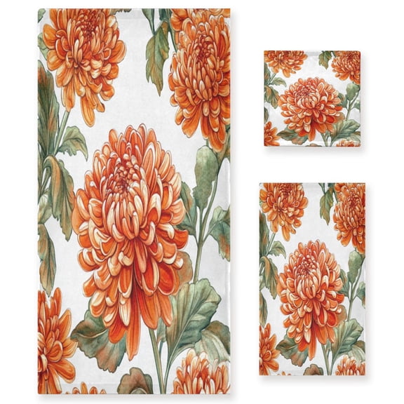Three-Piece Towel Set Face Towel Towel Set Hand Towel Bath Towel Cotton Bath Towels Bath Towel Sets Hand Bath Towels Red Chrysanthemums