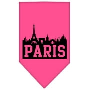 Angle View: Paris Skyline Screen Print Bandana Bright Pink Large