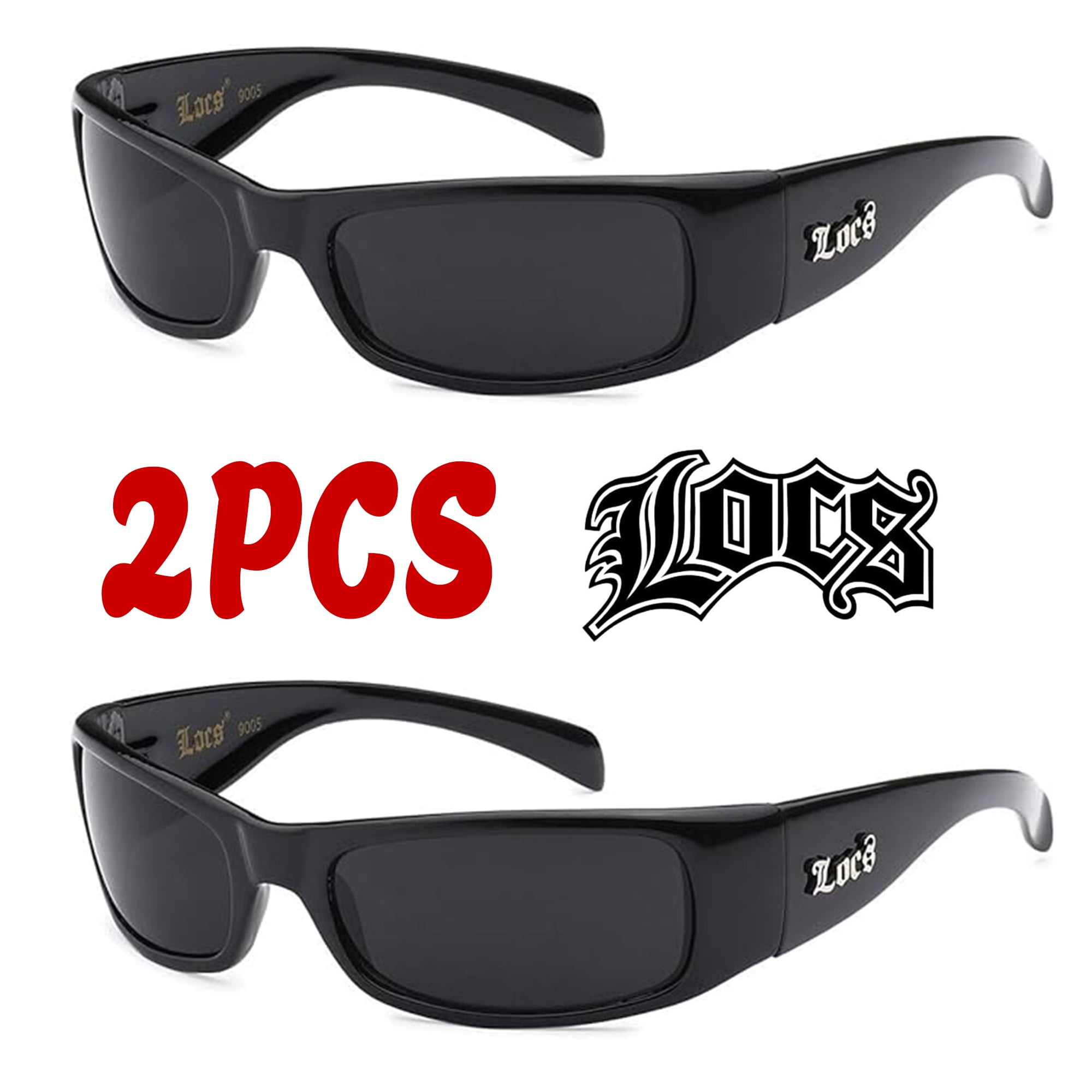 Locs Men's Matte Black Street Gangster Biker Lowrider Wrap Shades – 100% UV400, Polycarbonate