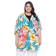 thumbnail image 1 of Women's Kimono Cardigan Floral Print Drawstring Open Front Loose Top Summer, 1 of 7