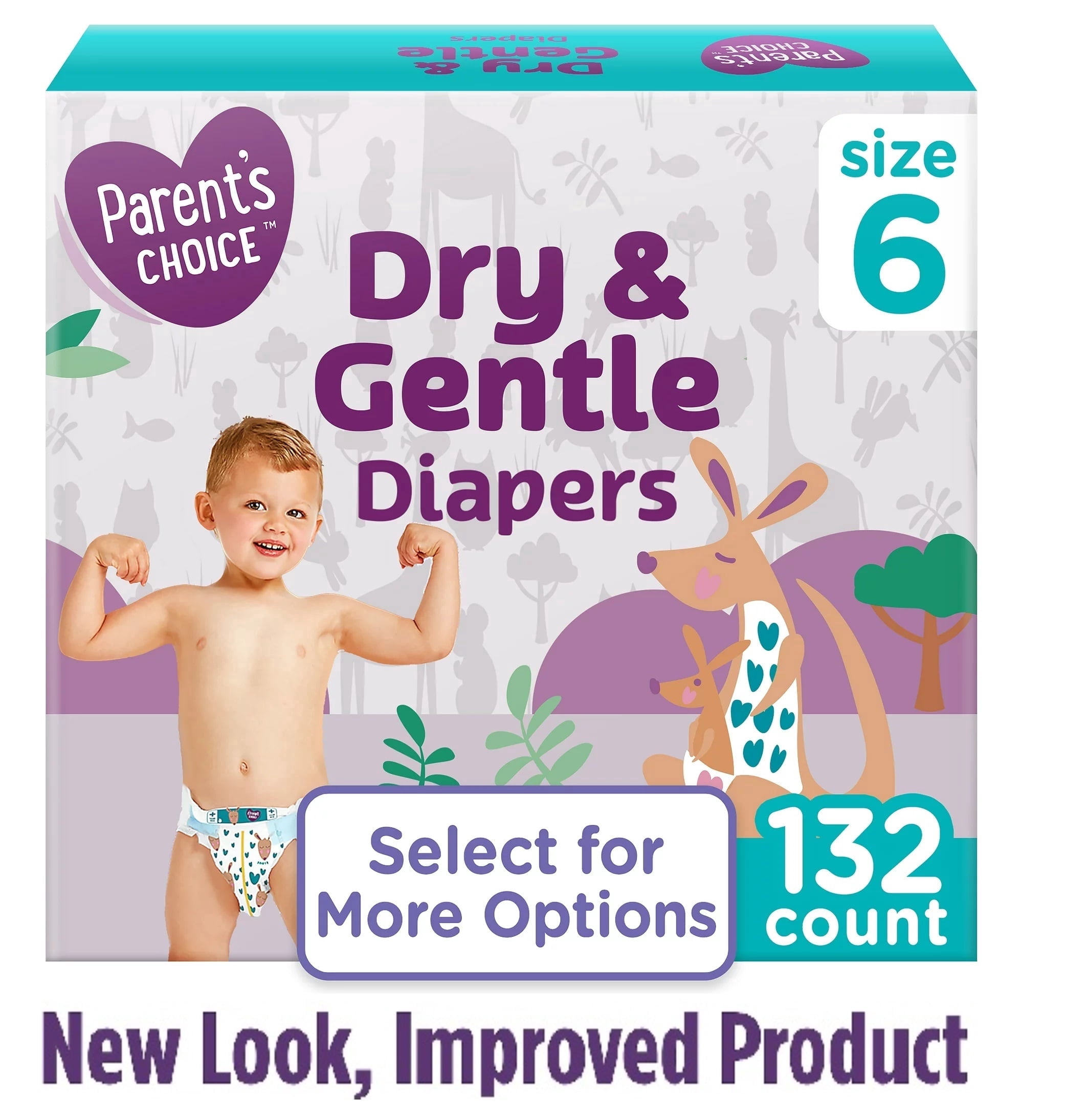 Parents Choice Dry & Gentle Diapers Size 6, Total 132 Ct