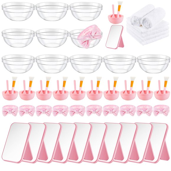 Set de 6 artículos para fiestas de spa Teenyou, rosa, para mujer, con espejo