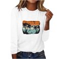 thumbnail image 5 of IROINNID Pink Tops for Women Spring Graphic Printed Long Sleeve Round Neck Casual Tee On Sale,White, 5 of 5