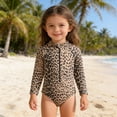 thumbnail image 2 of MEZZALL Summer Girls Kids One-Piece Monokini Swimsuit With Long Sleeves For Sun Leopard Floral Pattern Beachwear For Girls Travel Swimwear Hawaii Swimwear, 2 of 8