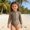 Khaki, variant on One Piece Swimsuit Girls Summer Quick Dry Long Sleeve Bathing Suit Cut Out Bikini Sets Sun Beach Pool Casual Soft Swimwear Khaki