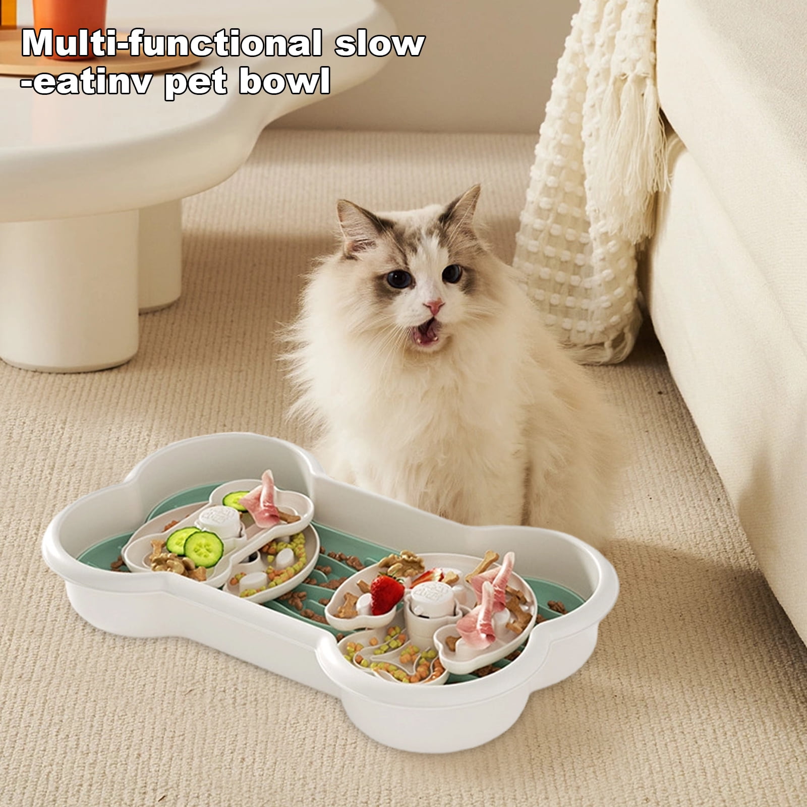 Dog Puzzle Feeder Slow Feeder Dog Bowls Anti-Choking Interactive Pet Feeder for Healthy Digestion and Brain Training Cat Feeder，Mint Green