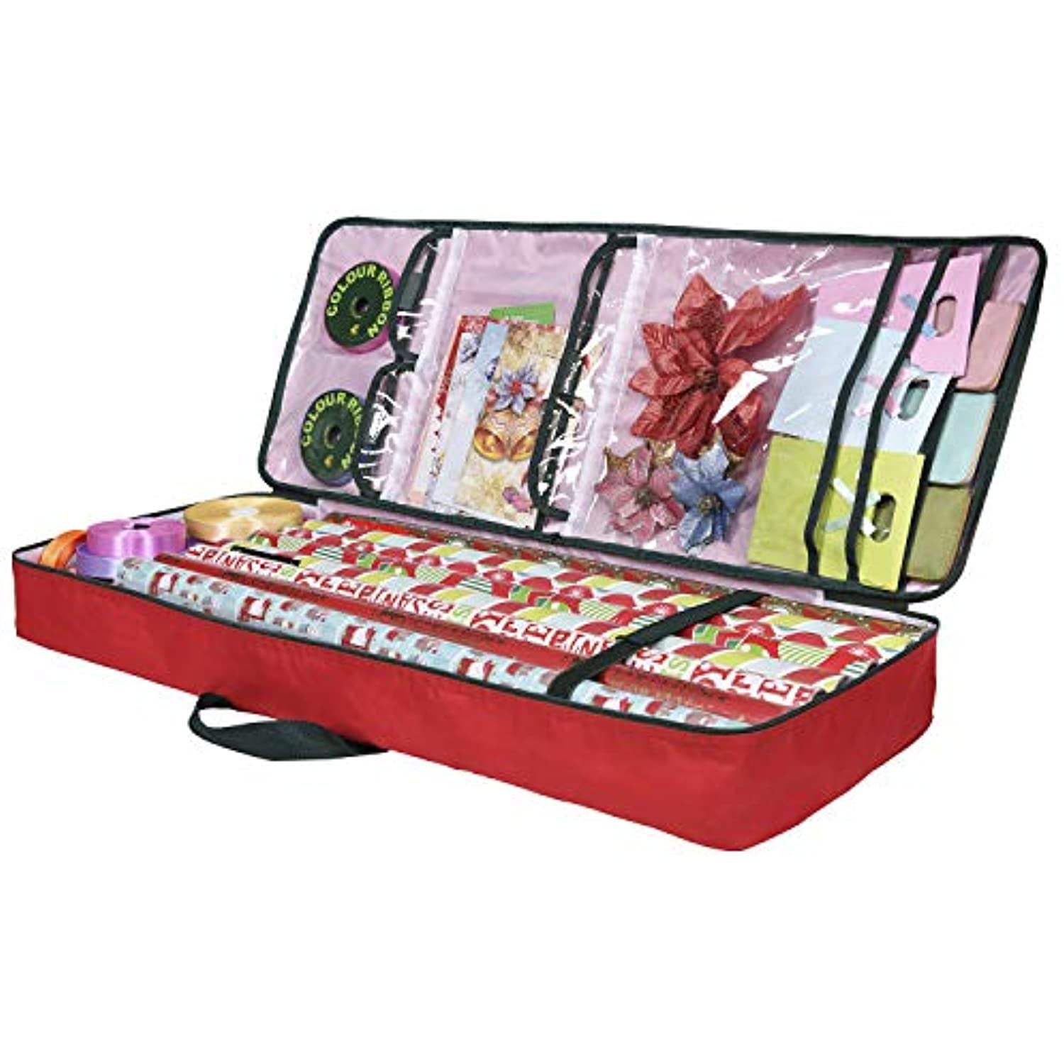 Primode Christmas Wrapping Paper Storage Bag with Pockets Gift Wrap