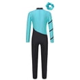thumbnail image 4 of Alvivi Kids Girls Gymnastic Ballet Dance Leotard Yoga Jumpsuit Bodysuit with Hair Tie Blue Green 14, 4 of 7