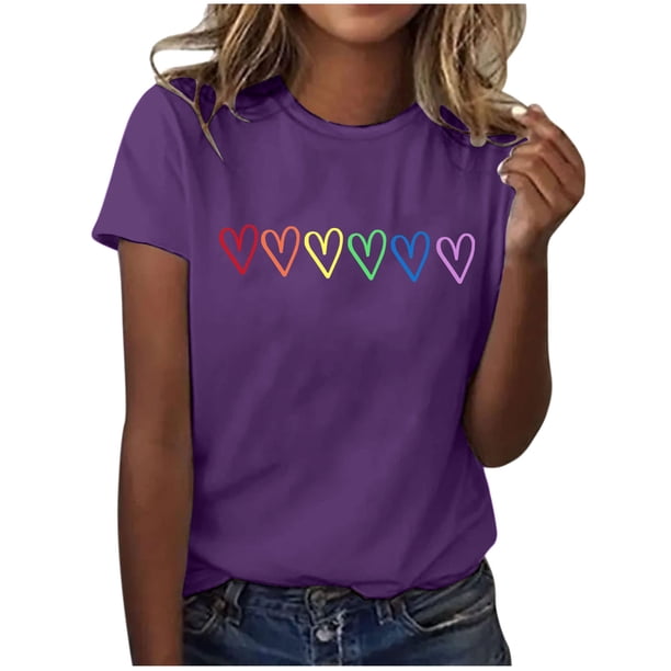 Blusas de Manga Corta para las Mujeres Divertida Impresión Cuello Redondo Camiseta Vintage, Blusas de Primavera para las Mujeres