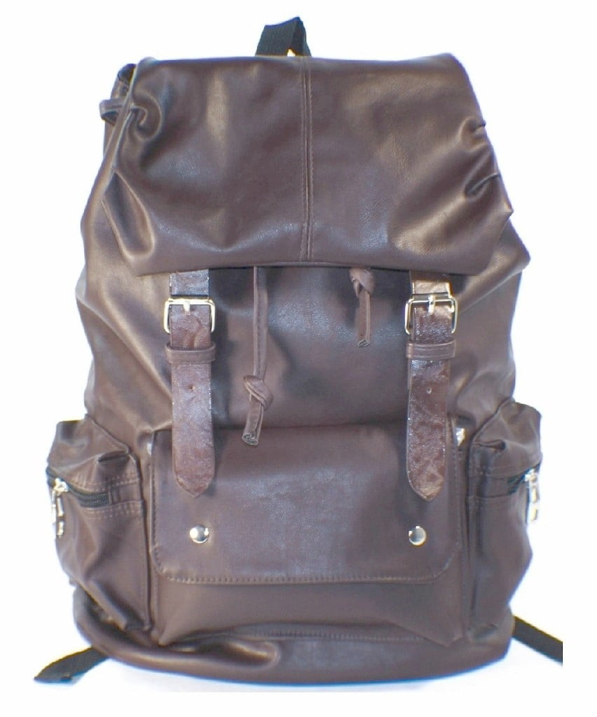 AM Landen Synthetic Soft Leather Backpack School Bag Travel Bag(Brown) by