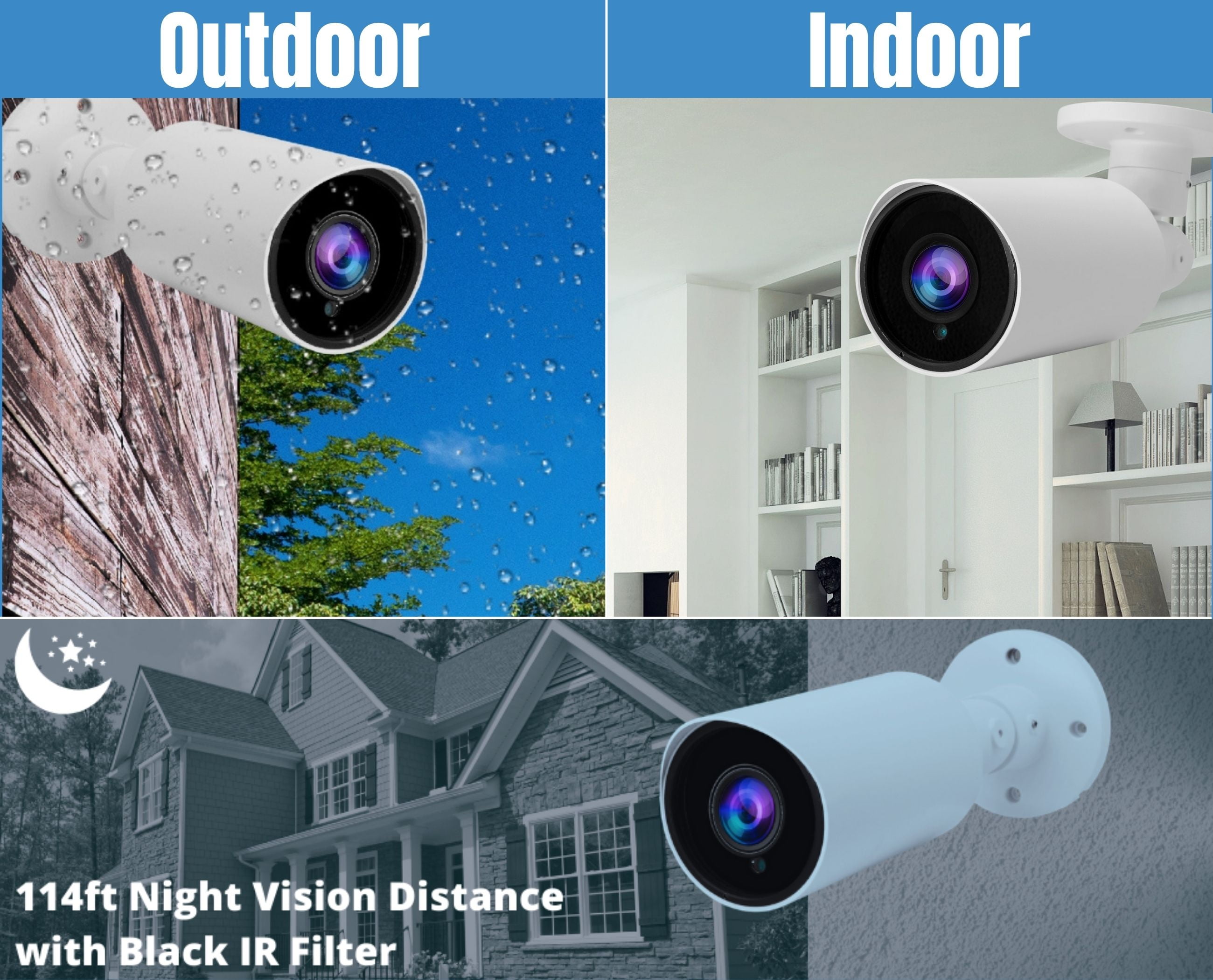 Evertech 8 Channel Security Camera System with 4pcs  1080p HD Indoor Outdoor Metal Bullet Cameras 4TB HDD