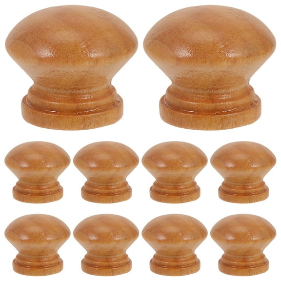 Raindrops Wooden Drawer Knobs with Solid Wood Handle for Dresser and Wardrobe Mushroom Shape Pulls Light Yellow 20pcs