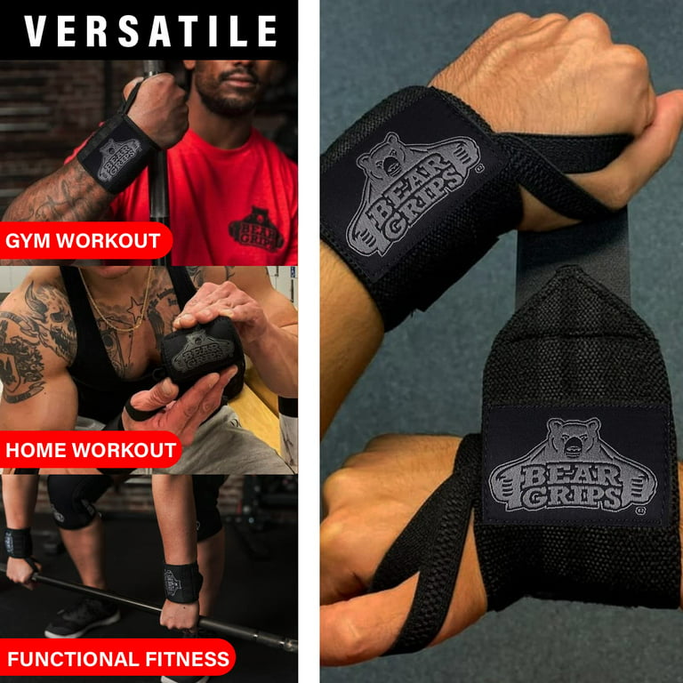 Bear Grips Wrist Wraps for Weightlifting - Home Gym Equipment Gym Wrist  Straps for Men and Women - 12 Wrist Supports Weight Lifting Wrist Wraps  for Wrist Pain Relief, and Strength Training (