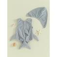 thumbnail image 3 of Newborn Infant Baby Halloween Costume Boys Girls Shark Outfit Mouth Print Sleeveless Rompers Bodysuit with Hat Cute Clothes, 3 of 7