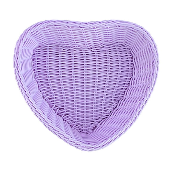 LAMIRO 1 Pcs Hand-Woven Small Plastic Baskets,Rectangular Heart Shaped Storage Baskets for Countertop Home Decor
