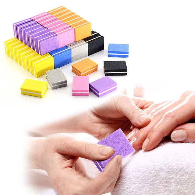 50Pcs Nail Files Dual Side Sufficient Quantity High Elasticity Compact Size Reusable Polish Nail Surface Cotton Colorful Mini Toenail Fingernail Files Blocks Nail Supplies