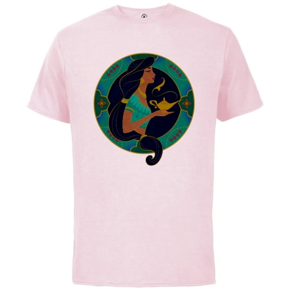Disney Princess Jasmine Modern Art Deco Style - Short Sleeve Cotton T-Shirt for Adults - Customized-Soft Pink