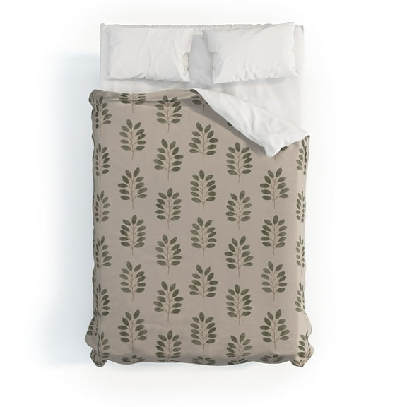 Society6 Little Arrow Design Co noble branches pewter and olive Duvet Cover Cotton Full