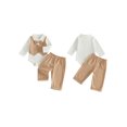thumbnail image 2 of RUINIXCW Baby Boys Fall Outfit, Plaid Long Sleeve Romper with Pants and Bow Tie, 2 of 8