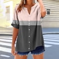 thumbnail image 5 of Zwiiyzr Women's T-Shirt Button V-Neck Short Sleeve Block Color Short Sleeve Loose Blouse Pink (M), 5 of 5