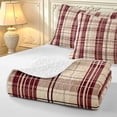 thumbnail image 4 of Manfei Classic Plaid Quilt Full,Geometric Stripes Full Bedspread Sets,Beige Red,3 Pieces,1 Coverlet and 2 Pillowcases, 4 of 7