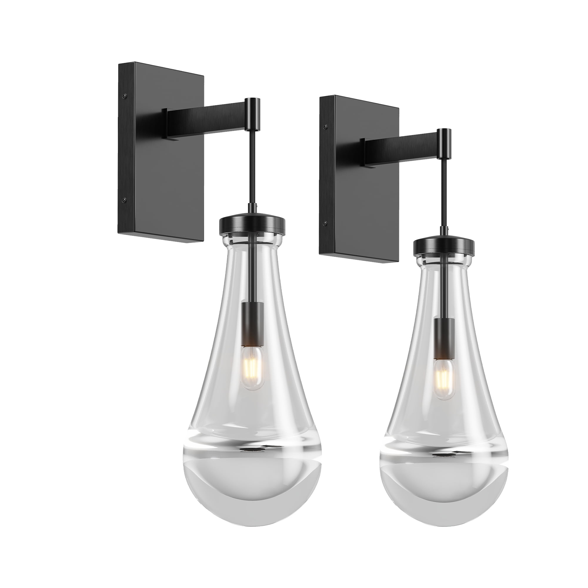 Black Modern Wall Sconces with Clear Glass, Wall Mounted Light Fixture for Living Room, Hallway, Reception Desk, Bathroom - Walmart
